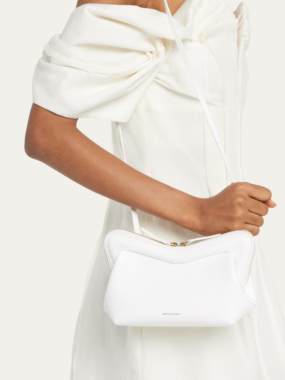 Mansur Gavriel Mini M Frame Leather in White NEW NWT Shoulder Bag Clutch $795